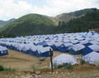 中缅边境中国一侧的一个缅甸难民营地